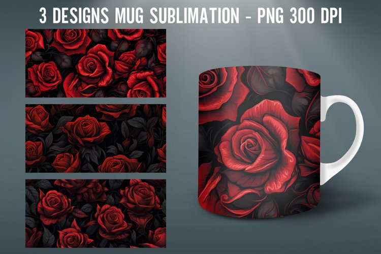 Gothic Rose Mug Wrap Sublimation Designs|Valentines day