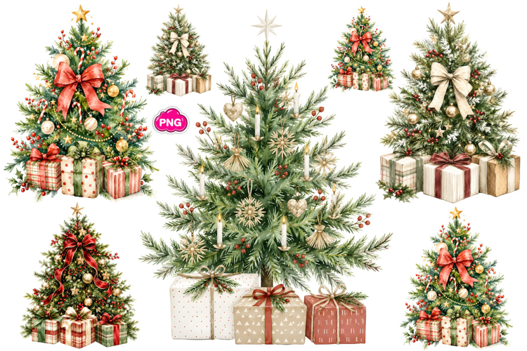 Trending Christmas PNG, Retro Christmas Tree PNG, Christmas