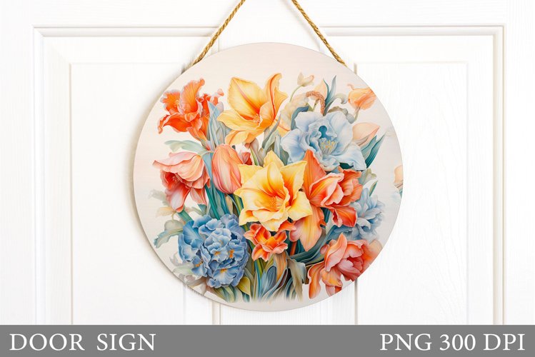 Spring Flowers Door Sign. Spring Door Sign Sublimation