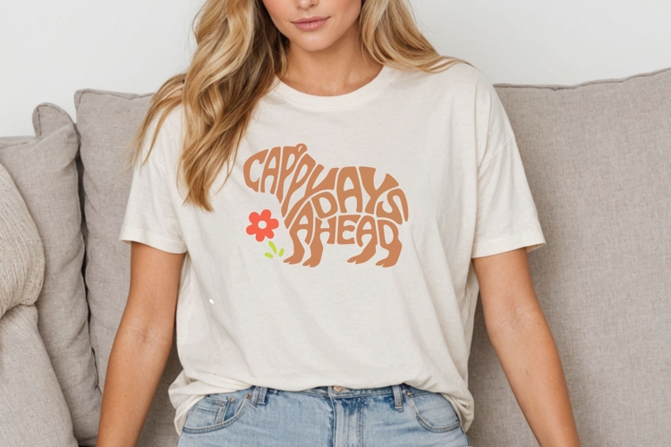 Cappy Days Ahead word art in the shape of a Capybara