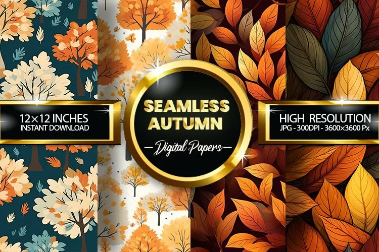 Seamless Autumn Digital Papers - 04 Variations