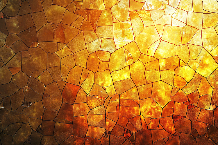 Golden Mosaic Metallic Background with Cracked Abstract