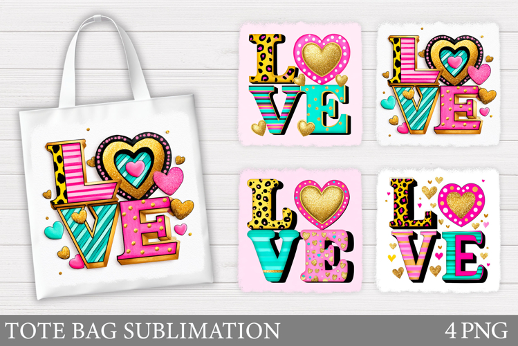 Love Tote Bag Design. Hearts Sublimation