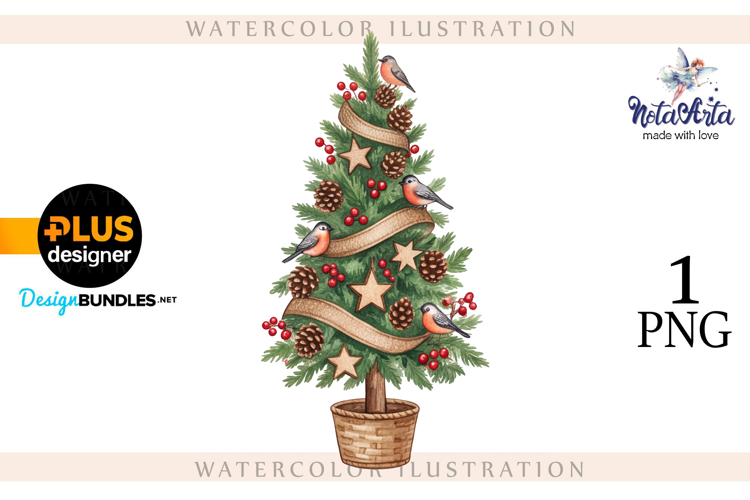 Watercolor Christmas Tree, Christmas tree, Happy Christmas