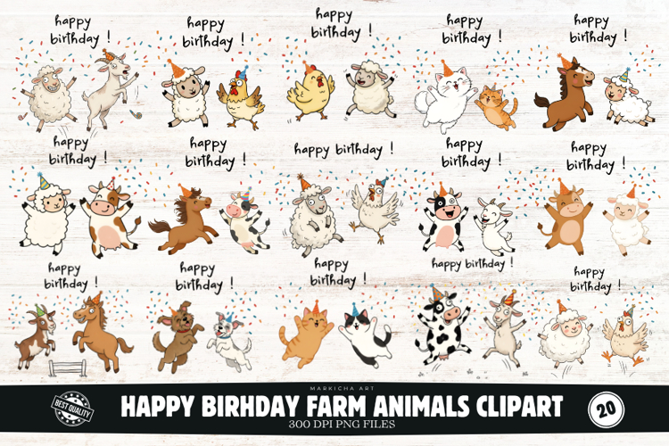 Happy Birhday Farm Animals Clipart