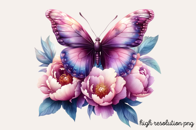 Butterfly Flowers Clipart PNG