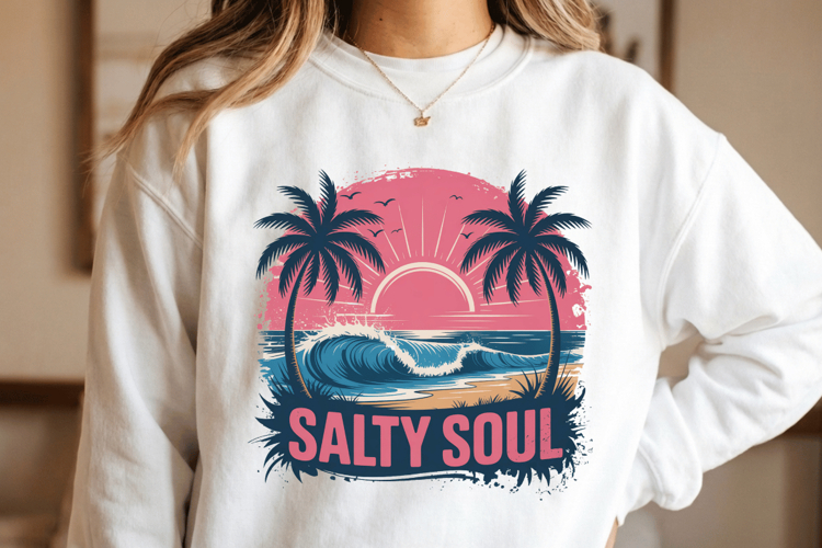 Salty soul PNG sublimation |Beach & Summer PNG T-Shirt