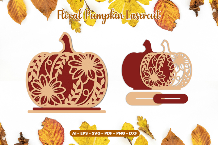 Autumn Floral Pumpkin Laser Cut SVG | Standing Fall Decor