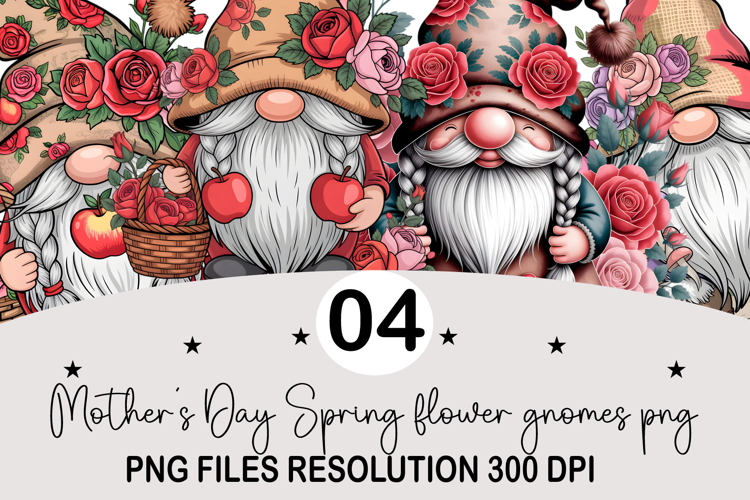 Mothers Day Spring flower gnomes png