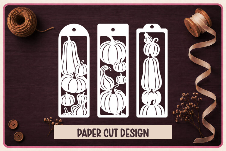 3 Autumn Paper Cut Bookmarks SVG example image 1