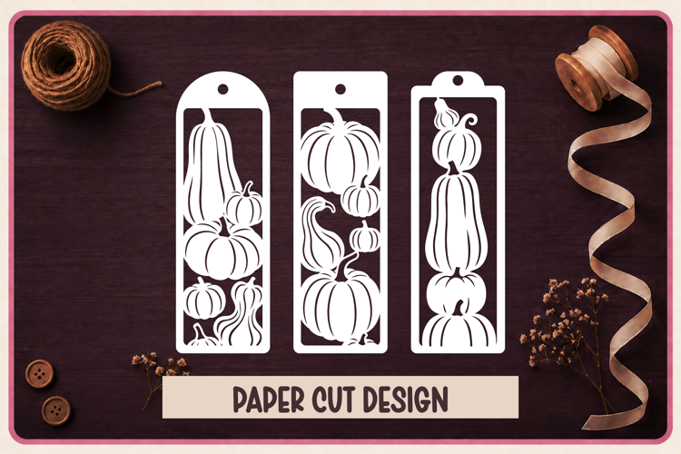 3 Autumn Paper Cut Bookmarks SVG