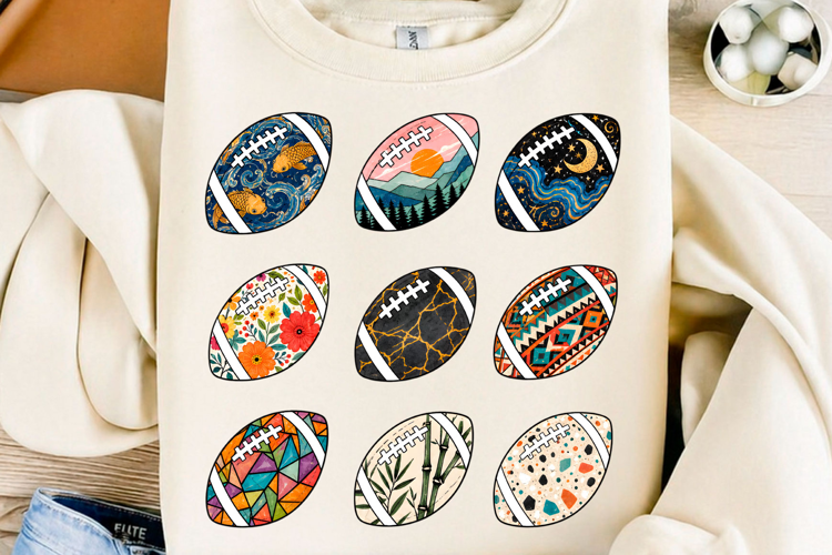 Boho Fall Football Pattern Png