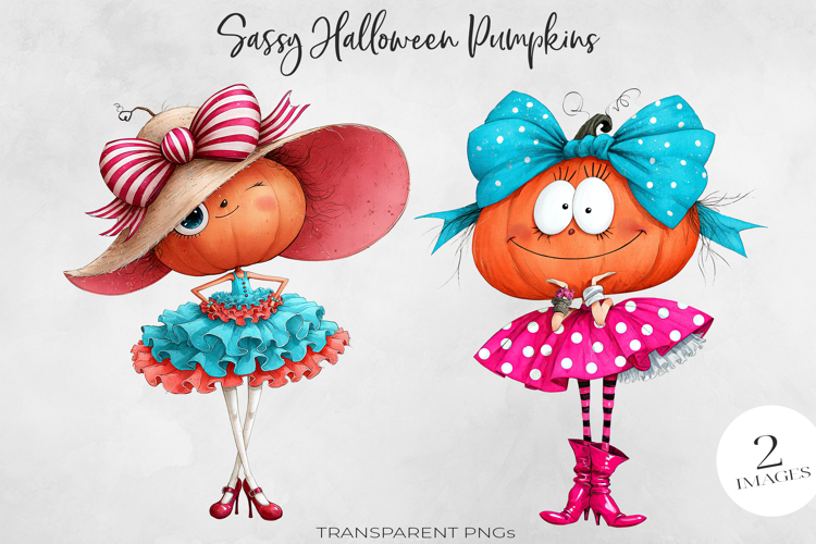 Sassy Halloween Pumpkin Clipart 2 PNGs