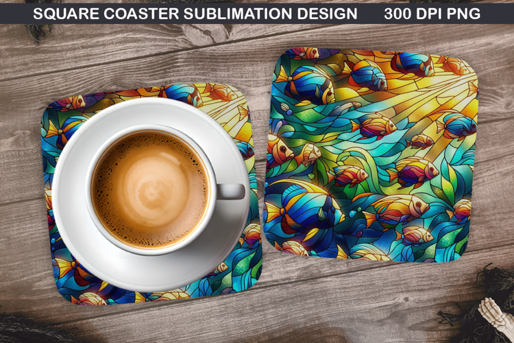 Fish Coaster Sublimation, Summer Coaster PNG Design