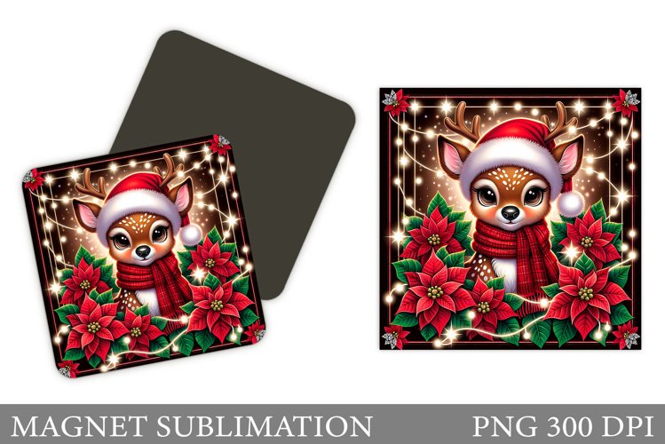 Christmas Deer Magnet Design. Christmas Magnet Sublimation example image 1