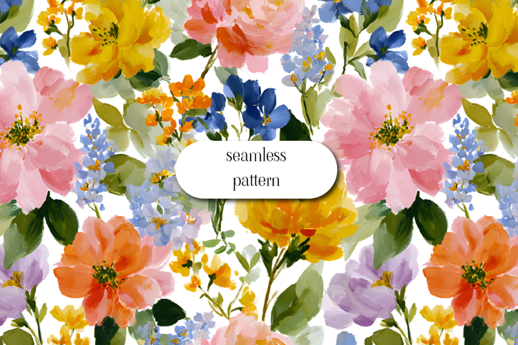 Vibrant Hand-Painted Floral Seamless Pattern Design