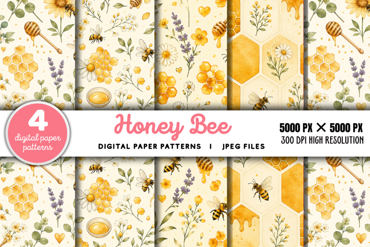 Bee Scrapbook Paper Image 2