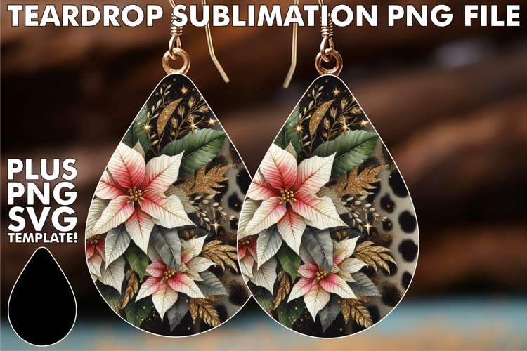 Cheerful Teardrop Earrings Gift PNG, Leopard Prints