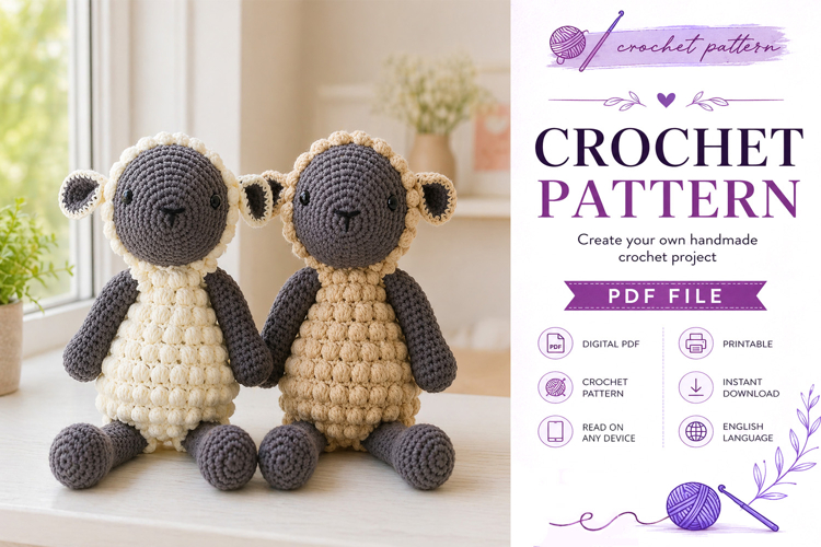 Bobble Stitch Sheep Amigurumi Crochet Pattern PDF