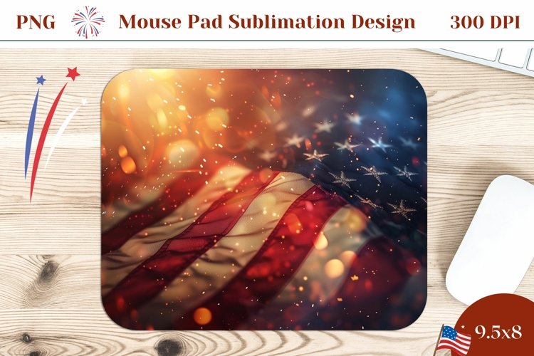 Patriotic Mouse Pad Design, American Flag Mousepad Glitter example image 1