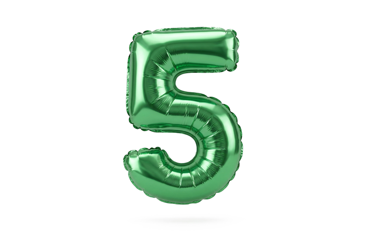 Green Metallic Number 5 Foil Balloon Party Decoration