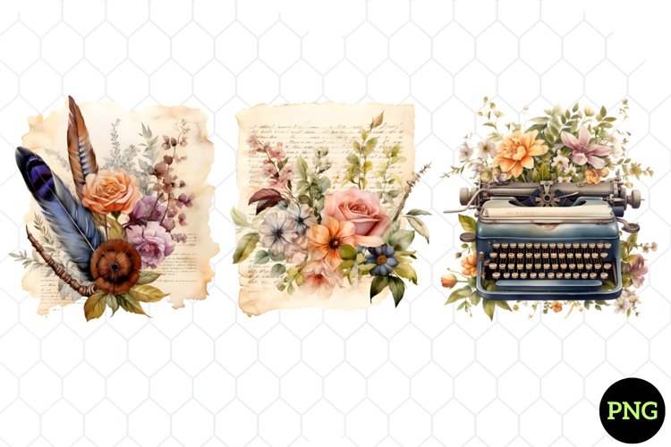 Vintage Floral Writing Clipart