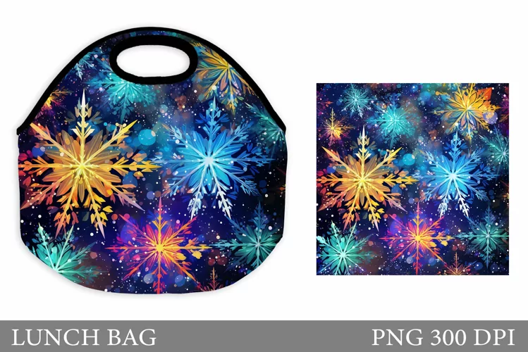 Snowflakes Lunch Bag. Shimmer Snowflakes Lunch Bag