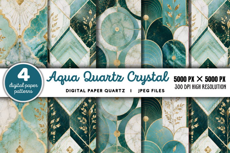 Aqua Quartz Crystal Digital Paper JPG