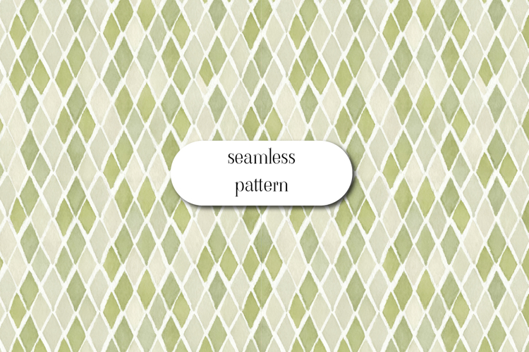 Green Watercolor Argyle Seamless Pattern Digital Paper Set