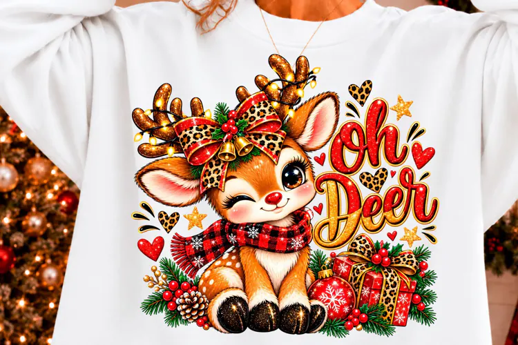 Oh Deer Christmas PNG, Cute Deer Png