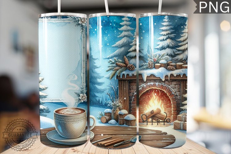 Christmas Watercolor Tumbler Wrap - Christmas PNG Design