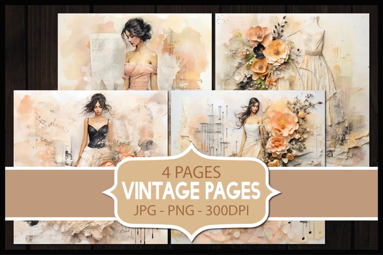 4 Vintage Floral Digital Papers I Junk Journal Pages