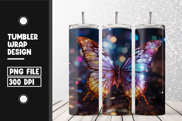 Butterfly Tumbler Wrap | Sublimation | 20 oz Skinny Tumbler