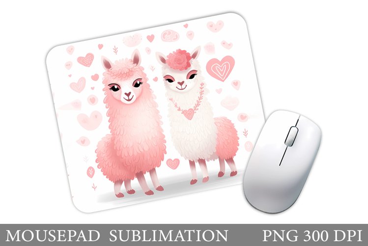 Valentines Lama Mouse Pad. Cute Lama Mouse Pad Design example image 1