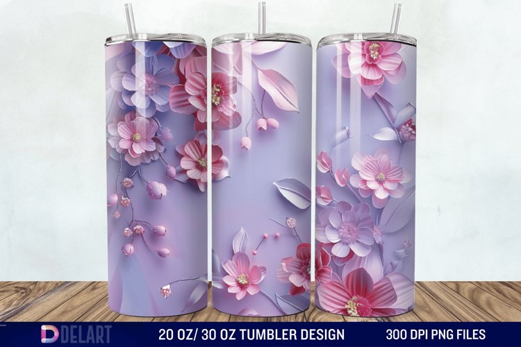 3D Painted Flower Tumbler Wrap example image 1