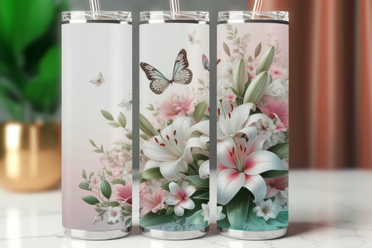 Spring Tumbler Wrap 20 oz - lilies