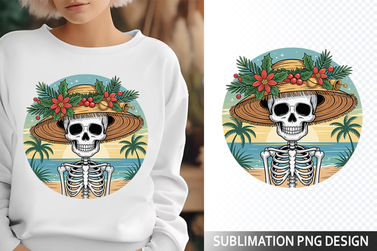 Funny Summer Skeleton Illustration - Sublimation PNG Design
