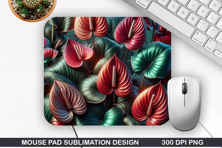 3D Flowers Mouse Pad Sublimation, Flowers Mouse Pad PNG