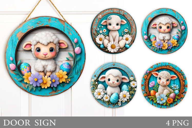 Easter Lamb Door Sign Design. Easter Door Sign Sublimation