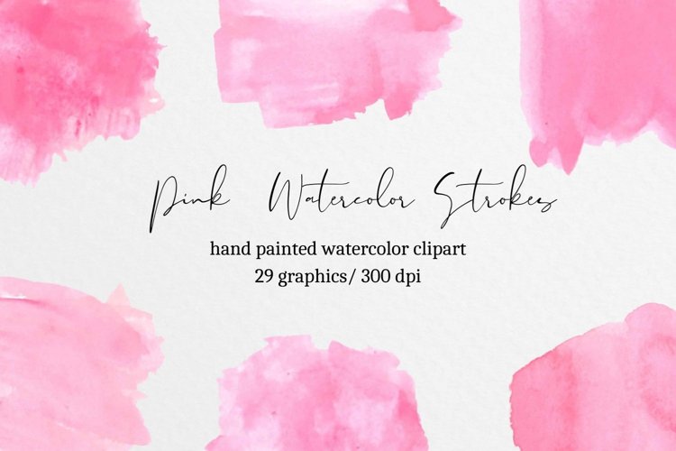 Pink watercolor splash clipart, Pink watercolors example image 1