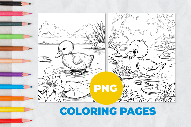 Duckling in the pondColoring Pages | Coloring book