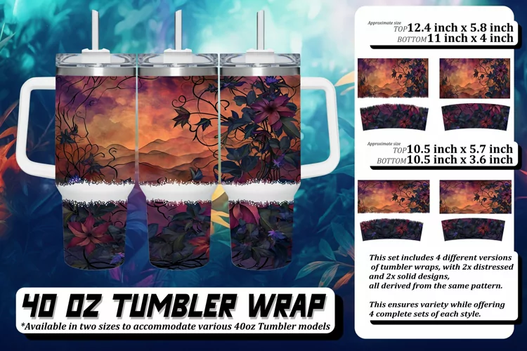 Vintage Flower Pattern Tumbler: Retro Elegance