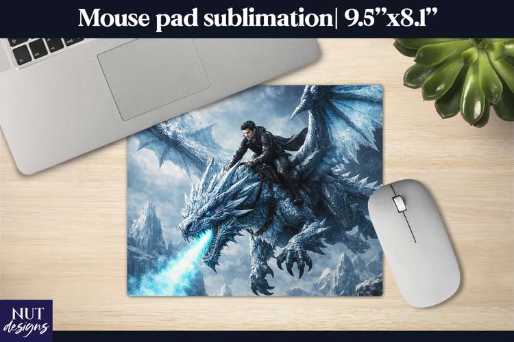 Ice Dragon Rider Mouse Pad Fantasy dragon Mouse Pad