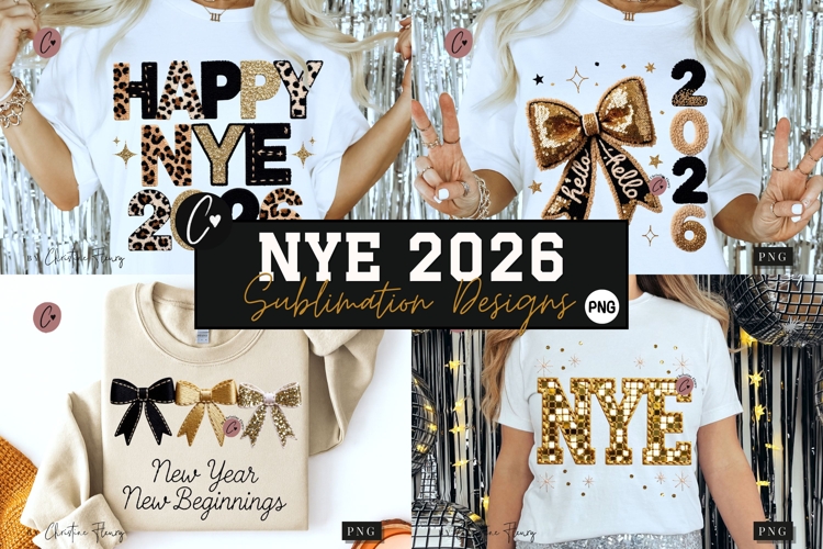 Coquette Golden New Year PNG - 4 Designs