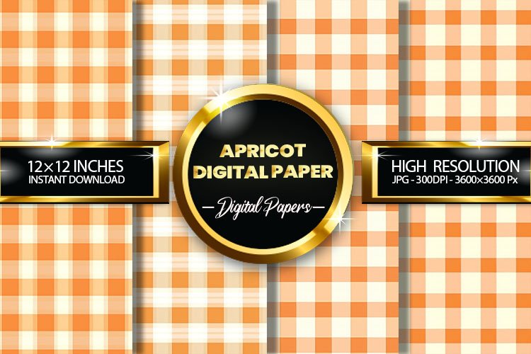 Apricot Gingham Digital Papers - 04 Variations