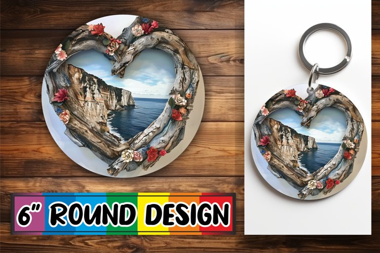 Rustic Heartwood Circle Design Sublimation Floral View example image 1