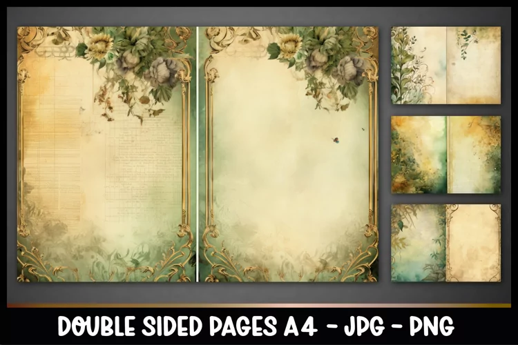 4 Vintage Double Sided Digital Papers I Junk Journal Page