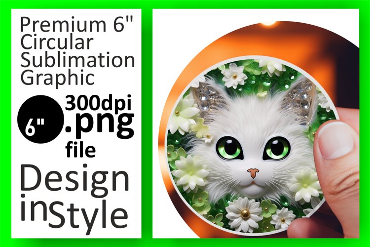 Round Cat Magic Unleashed: Vibrant Sublimation Art