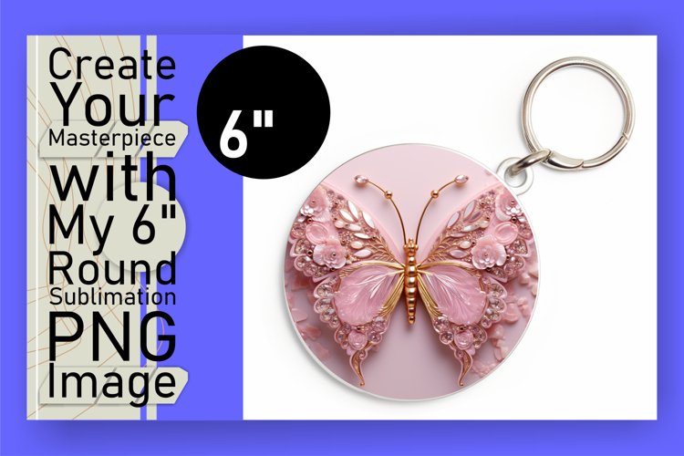 Sublimation Magic: Round Ornament with Glittery Butterflies example image 1