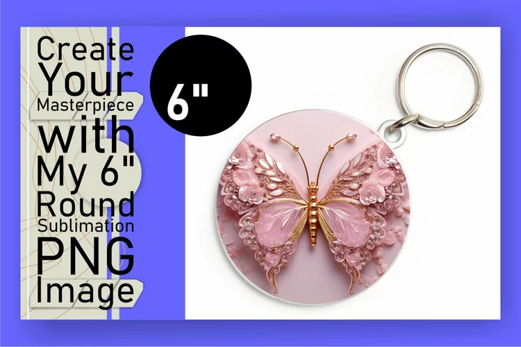 Sublimation Magic: Round Ornament with Glittery Butterflies